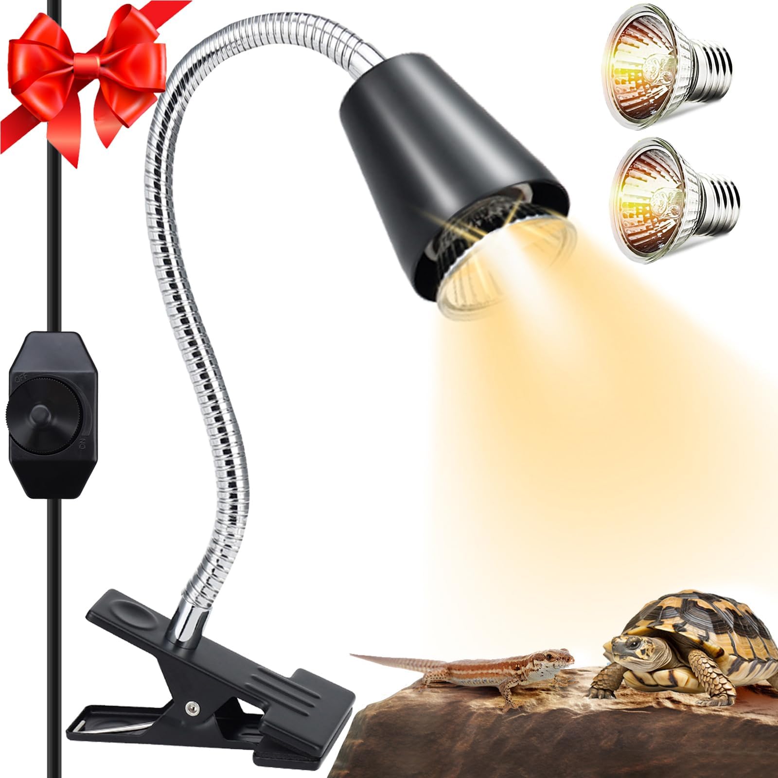 NBIIUYIGE 50W Reptile Heat Lamp With Clamp - UVA/UVB Basking Light For Bearded Dragons & Turtles